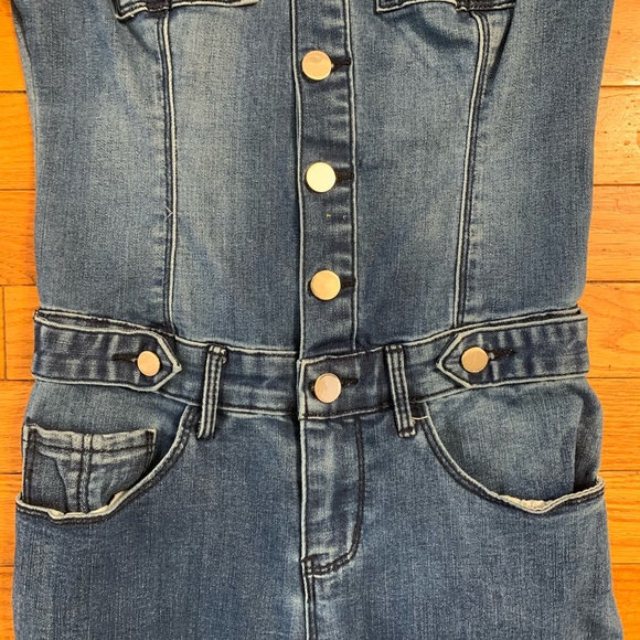 BeBe Denim Long Sleeve Jumpsuit - Picture 2 of 3